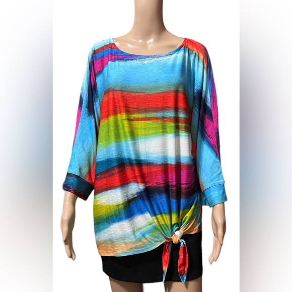NWT Ali Miles Round Neck 3/4 Sleeve Front Side Twist Knit Tunic Size XL - Picture 1 of 7